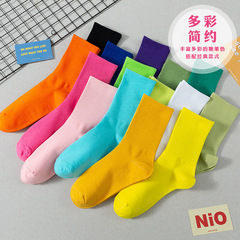 Zhuji Women's Knee-High Socks Spring New Fashion Sports Candy Color Matchy Japanese Solid Color Trendy Socks