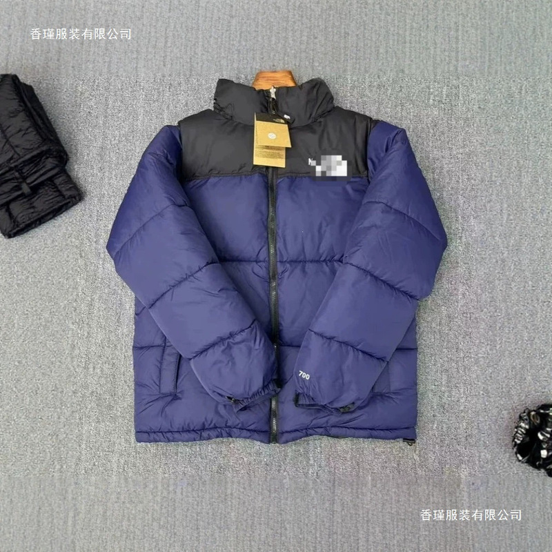 Cross-border North Home Winter 1996 Men's and Women's Cotton Jacket with Stand Collar, Plaid, Hooded, Warm, Fashionable and Versatile Puffer Coat