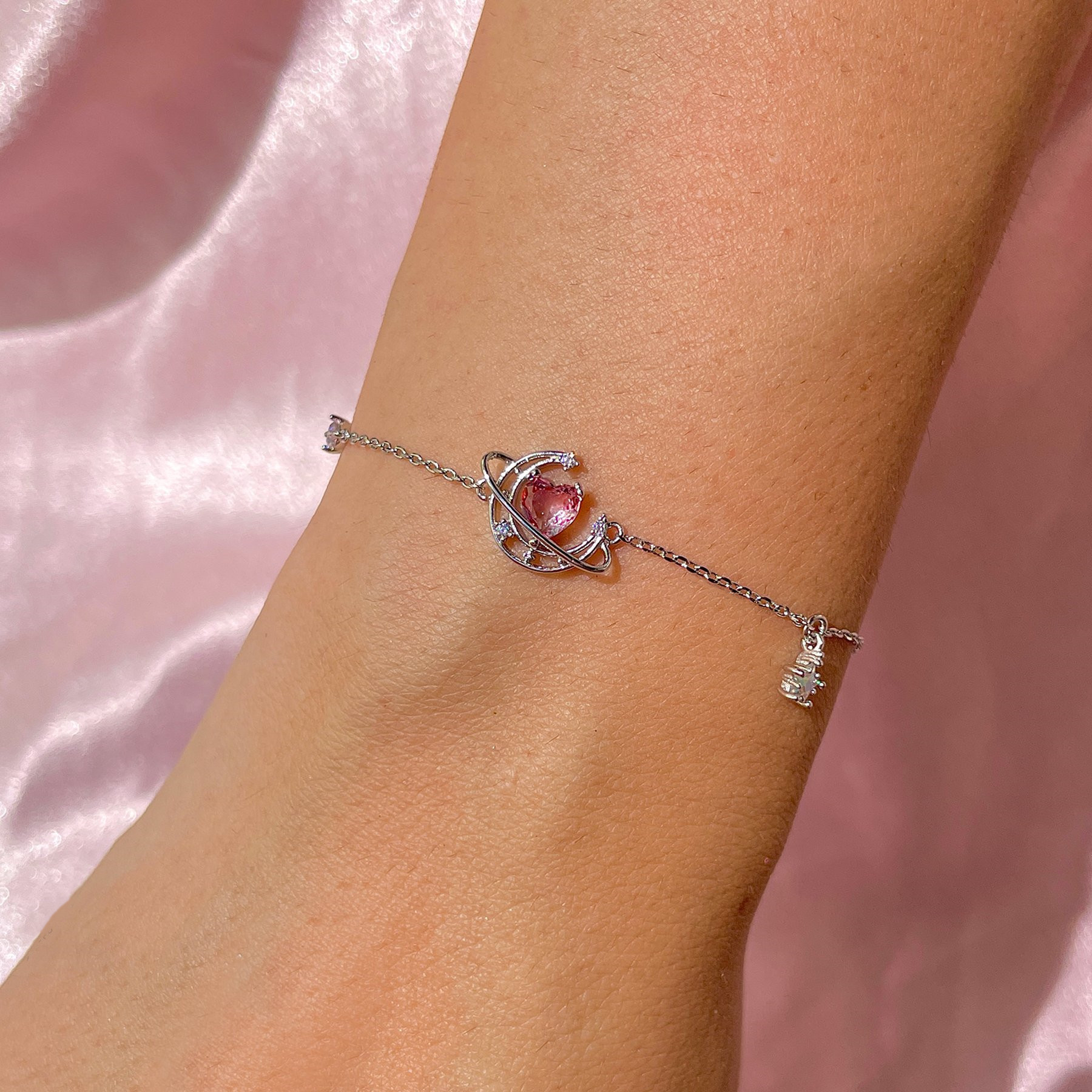 Simple Style Heart Shape Copper Bracelets Plating Zircon Copper Bracelets