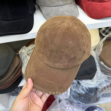 秋季新款麂皮绒棒球帽子男女韩版休闲简约百搭纯色光板鸭舌帽批发