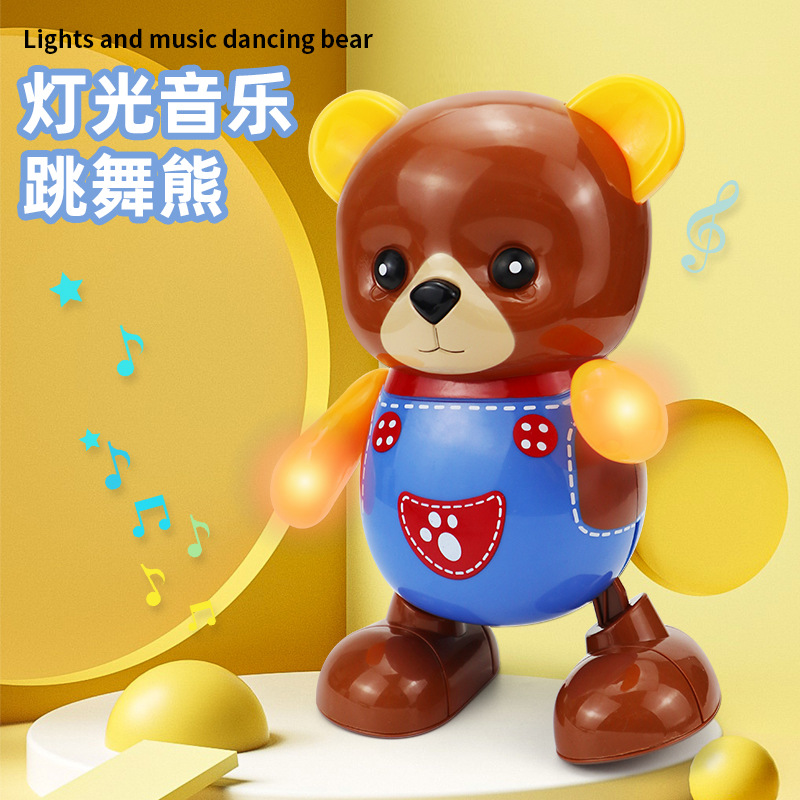 TikTok Net red mismo estilo puesto en el mercado nocturno juguetes inteligentes Música eléctrica transfronteriza bailando oso colorido luz niños y niñas