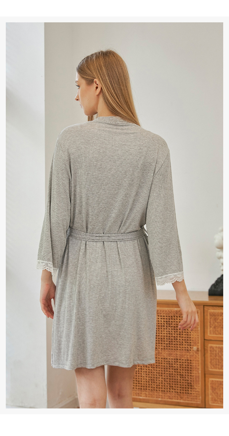 Pijamas sexy femininos profundo v rendas deslizamento camisola modal algodão casa roupão conjunto_voghion.com