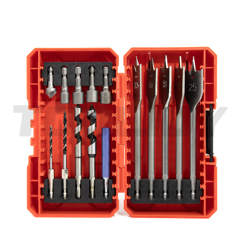 跨境热销10pc木工工具组套木板钻孔扩孔木工扁钻头套筒批头套装|undefined