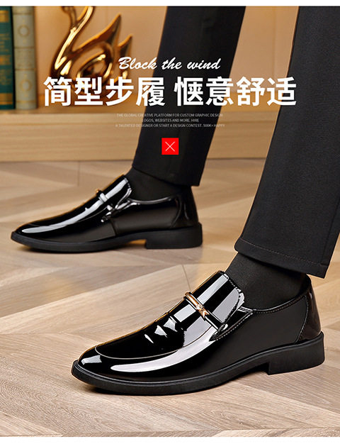 Giày da nam công sở mũi nhọn gót thấp phong cách Anh — D611 màu đen chi tiết 6