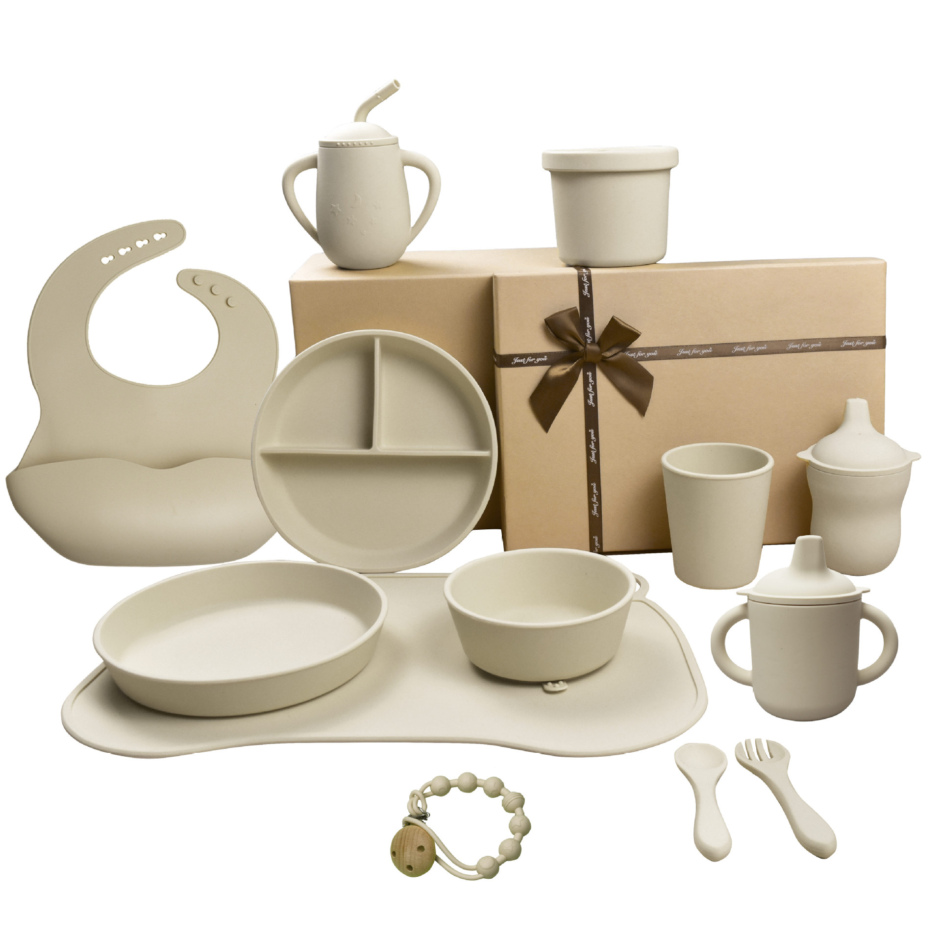 Alimentación del bebé suplemento alimenticio vajilla babero lechón Tazón Cuchara placa babero 12 piezas silicona bebé vajilla traje