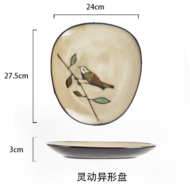 Yuquan de estilo europeo de cerámica pintada a mano vajilla pastoral estilo bajo vidriado color hogar plato comercial plato inteligente al por mayor