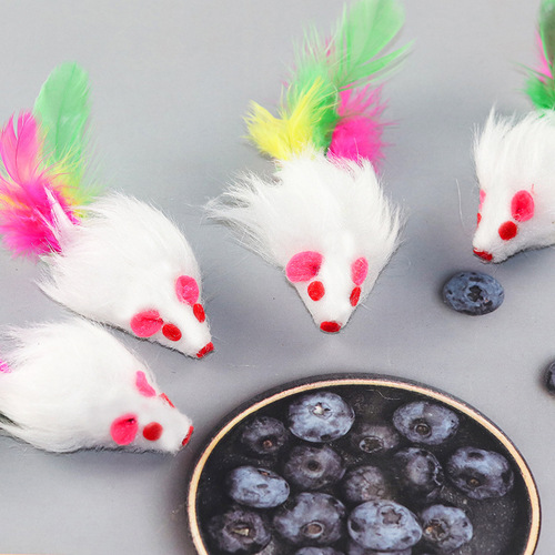 Cat Toys, Rabbit Fur Small Mouse, Plush Cat Teaser, Realistic Mouse, Wholesale Pet Supplies, Feather Cat Toy