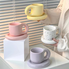 Nordic ins creative fat cup ceramic mug couple coffee cup water cup and saucer set cute cup