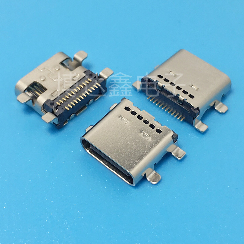 Type-C Female Connector Board-Mounted 24P Smt Dual-Row Dual-Pin with Raised Charging Port USB Connector