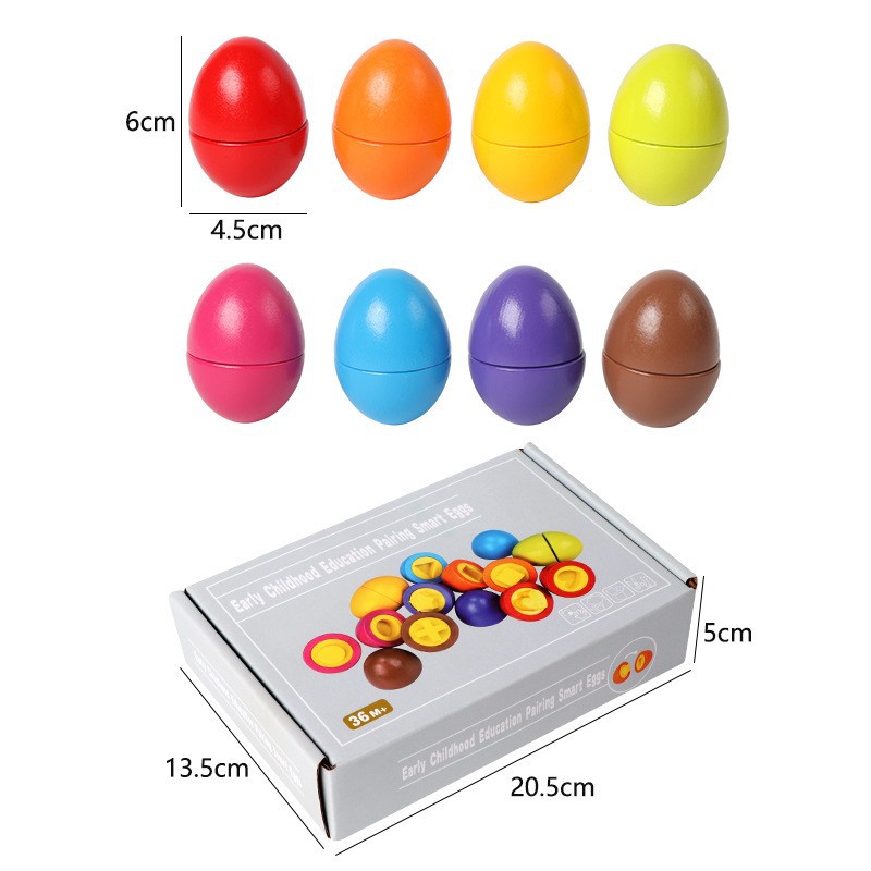 Huevos de simulación de madera Huevos retorcidos inteligentes Bebé color y forma emparejados Bebé Montessori Educación temprana Juguetes educativos