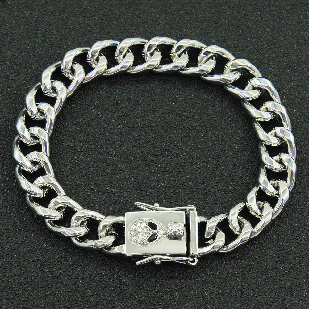 Hip-Hop Solid Color Alloy Inlay Rhinestones Menu0027S Necklace 1 Piece