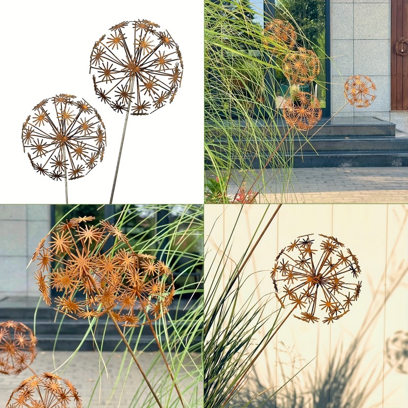 Cross-Border New Pastoral Old Metal Plant Courtyard Garden Decorations Dandelion Hydrangea Crafts
