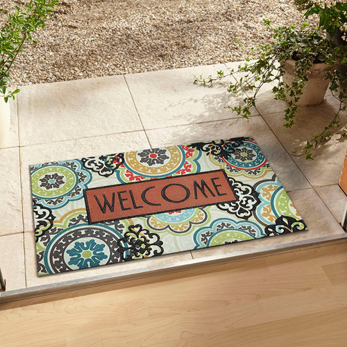 Cross-border new style floral entrance door mat abstract flower retro entrance mat foot pad manufacturer's agency home use mat carpet 