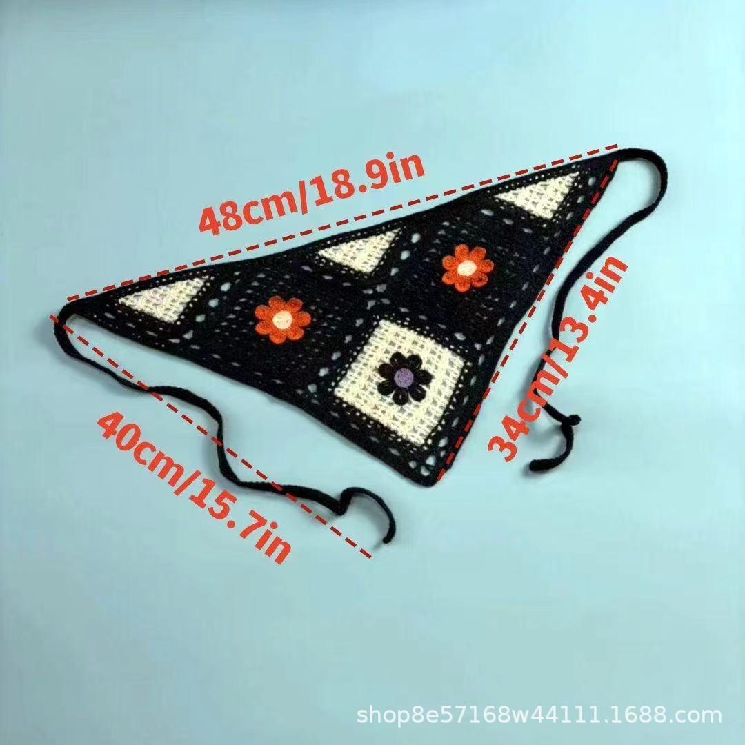 [liquidación de fábrica] Korean Knitted Hookflower Hueca Triangle Towel Mujer dulce y linda Chica Feng Hua turbante