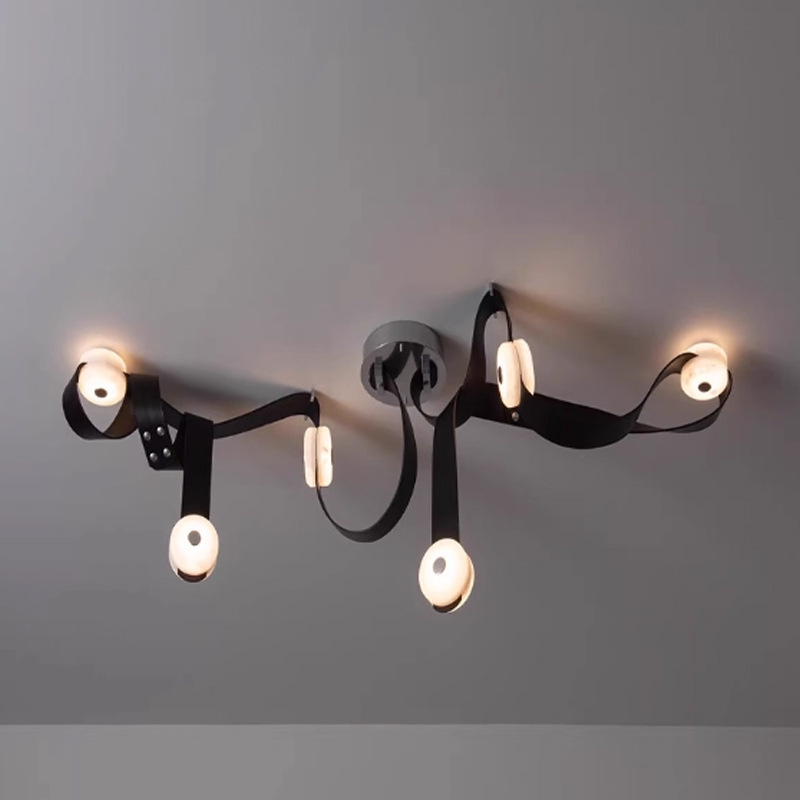 Sensación de alto nivel de cinturón minimalista sala de modelo elegir lámpara candelabro hueco diseñador italiano loft edificio dúplex sala de estar comedor luz
