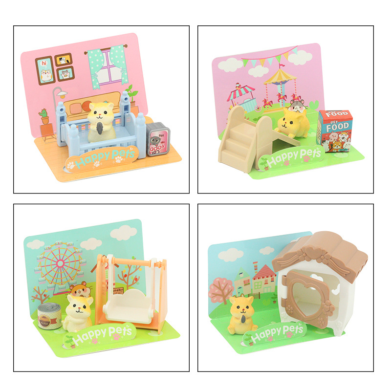 Juego de escenas de juguetes para mascotas para niños, decoración, juego de caja de regalo de juguetes para niños y niñas, venta directa de fábrica al por mayor
