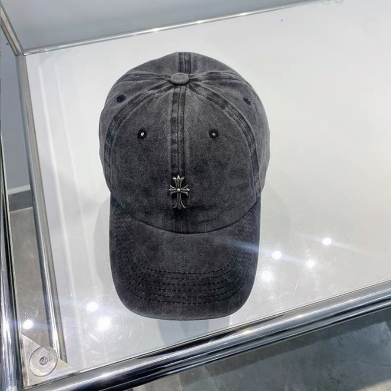 韓版十字架帽子水洗牛仔做舊棒球帽女軟頂復古美式煙灰色鴨舌帽男