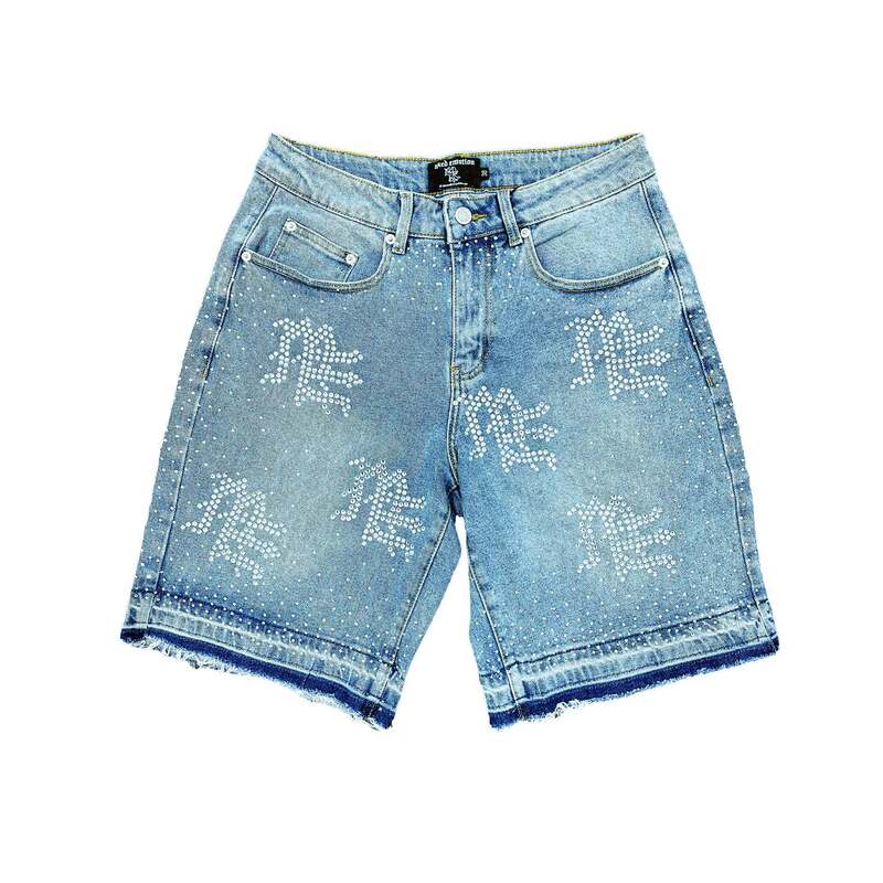 European and American Cross-Border Aliexpress Tk Wholesale Foreign Trade Rhinestone Washed Denim Shorts Loose Large Size Casual Denim Shorts