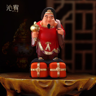 Large Black God Statue, White Marble Painted God of Wealth Statue, Guardian God Statue, Home Chinese Ornaments, Home Living Room Entrance