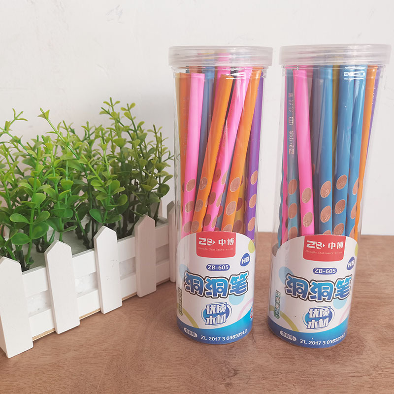 Triángulo HB agujero lápiz Primer Grado Escuela Primaria estudiante escritura corrección agarre postura anti-perdido lápiz Letras Libres al por mayor