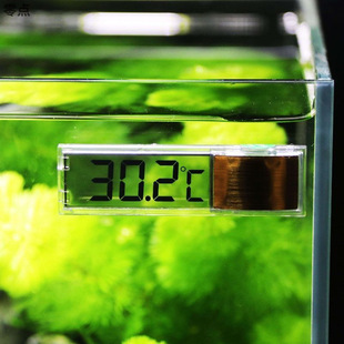 Digital Display Fish Tank Transparent Thermometer Lcd Mini Water Thermometer High-Precision Built-In External Aquarium Temperature Display Meter