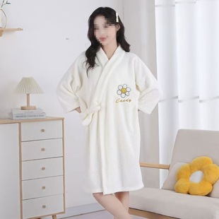 Winter Thickened Lace-Up Bathrobe, Bath Skirt, Nightgown, New Absorbent Bath Quick-Drying Bath Towel, Soft and Non-Falling for Adults