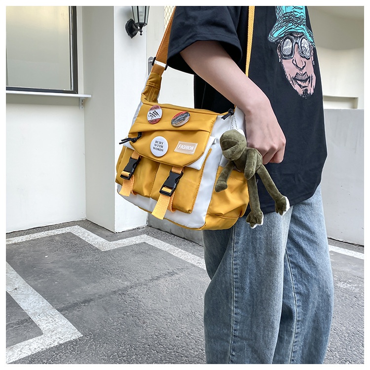 Korean ins fashion single-shoulder crossbody bag, trendy brand color sports bag, middle and high school schoolbag, college student class backpack undefined