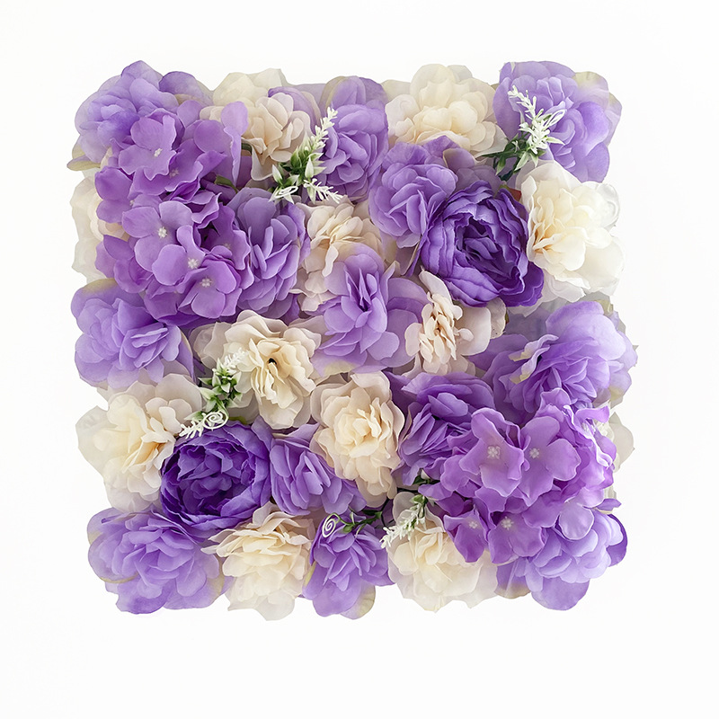 Productos transfronterizos de simulación de pared de flores de fondo de boda decoración de pared de flores artificiales de flores de rosas de hortenida pared de flores de fila de flores de boda pared de flores