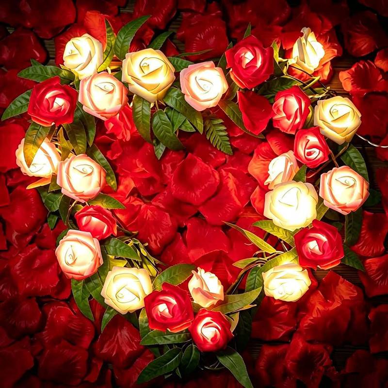 Fairy String Lights Romantic Valentine's Day Artificial Rose Led Light String Wedding Anniversary Home Party Decoration Lights Fairy String Lights Romantic Valentine's Day Artificial Rose Led Light String Wedding Anniversary Home Party Decoration Lights