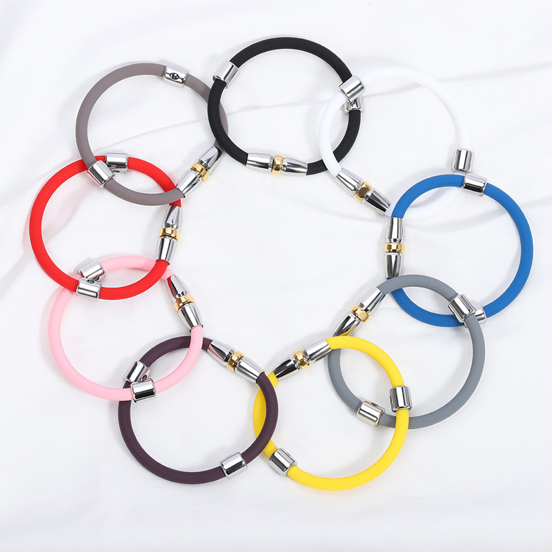 Couple's Wrist Band Silicone Bracelet Magnetic Buckle Color Negative Ion Energy Balance Outdoor Sports Silicone Bracelet