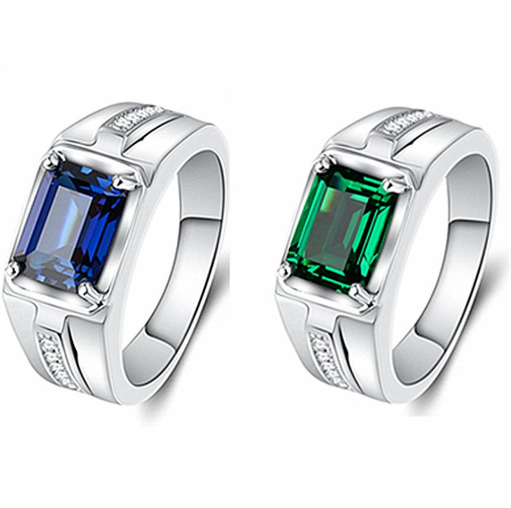 Прямоугольное модное кольцо с камнем emerald, инкрустация камня, турмалин цирконий