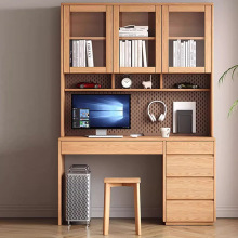 厂家供应实木书桌书架一体桌家用卧室台式电脑桌书柜书橱组合
