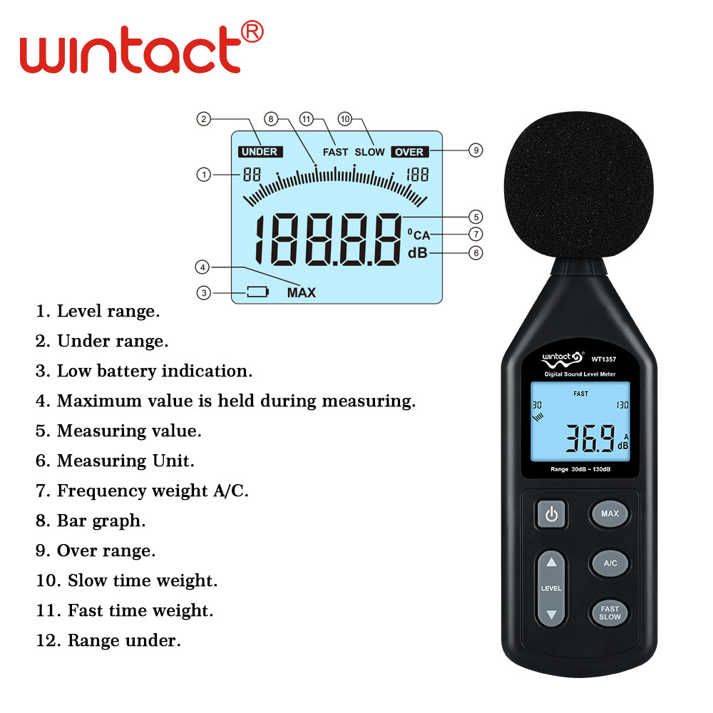 汇天益WT1357 噪音计声音分贝仪 家用工业多用声级计 Noise meter