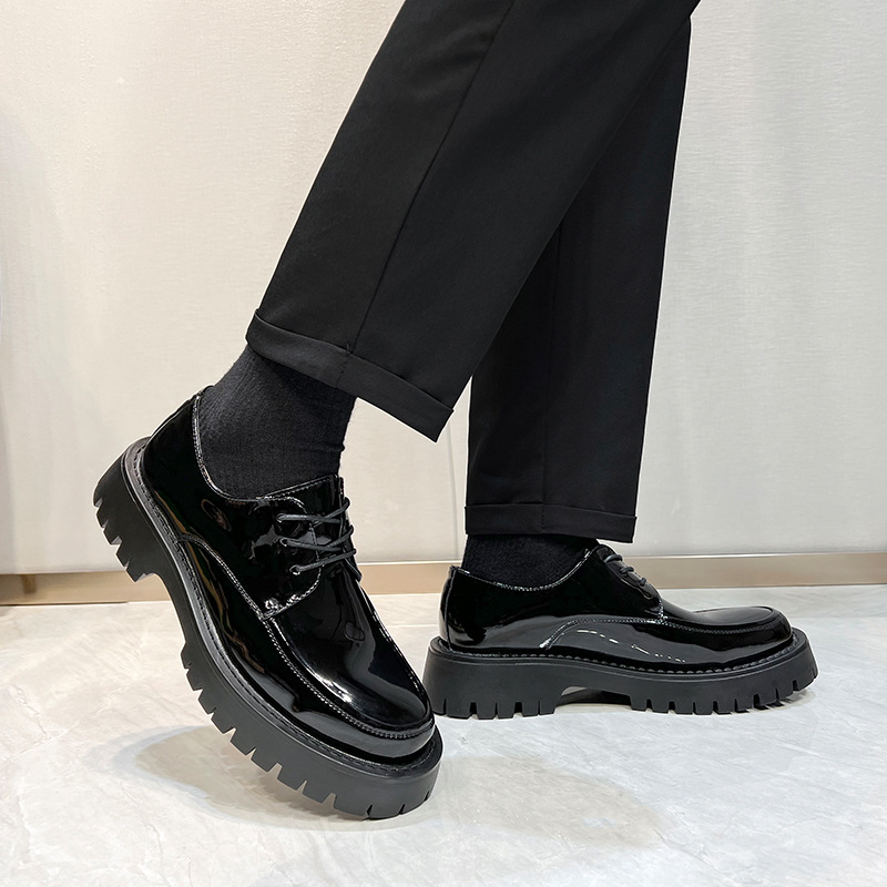 English-style laced men's leather shoes 2021 new retro thick-soled round-toe small leather shoes designer shoe 20353-T