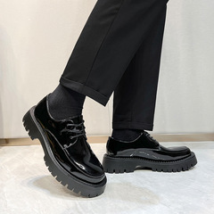 English-style laced men's leather shoes 2021 new retro thick-soled round-toe small leather shoes designer shoe 20353-T