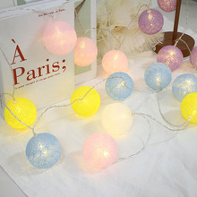 led棉线球灯串 网红少女房间圣诞节日氛围装饰表白球灯满天星闪灯