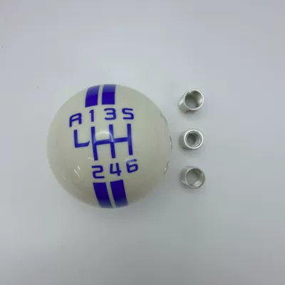 Cab and accessories Racing Gear Knob, Manual Transmission - unlabeled-left-r1-gear-white-ball-with-blue-characters