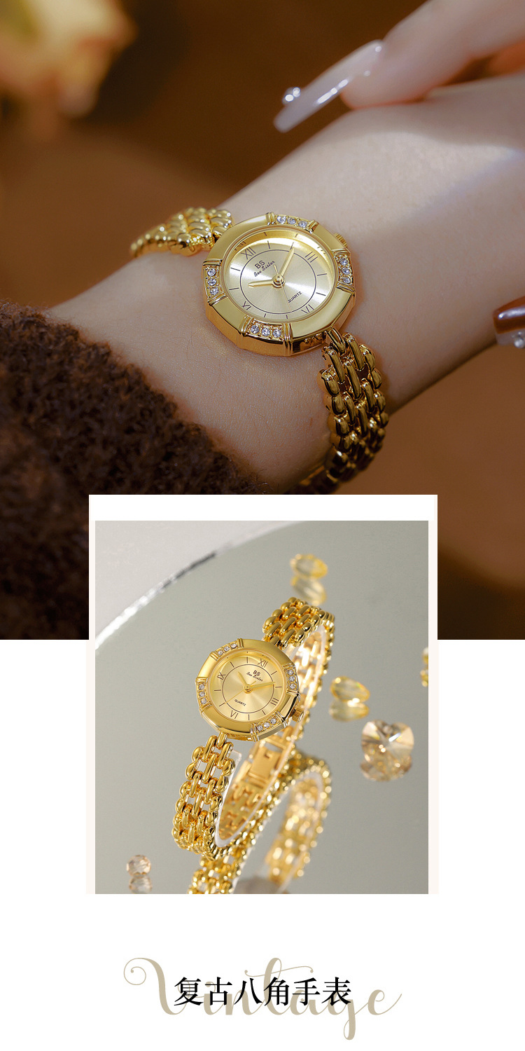 55g Weight Tempered Glass Mirror Material Fine Steel Strap Material Watch Classification Pointer Display Type Jewelry Buckle Buckle Style Diamond Dial Shape Casual, Tea Party Occasion Quartz Movement Solid Color Pattern All Seasons Season Women's Gender Elegant, Classic Style Style Elegant Classic Style Solid Color Jewelry Buckle Quartz Watch 1