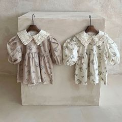 Baby spring clothing baby girl corduroy floral three-dimensional flower collar princess dress girl dress