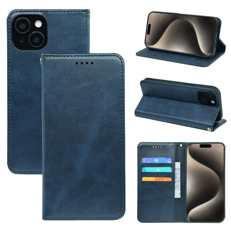 Suitable for Samsung Galaxy S24Fe/S23/S22/S21 Mobile Phone Case, Calfskin Strong Magnetic Phone Leather Case, Full Coverage
