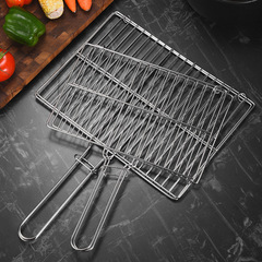 Stainless steel grill grilled fish clip non-magnetic thickened thick wire foldable barbecue net square grilled fish barbecue net clip