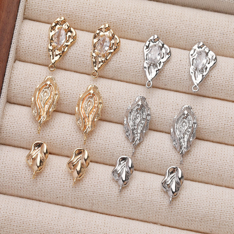 18K 電気メッキリアルゴールド色保持不規則なニッチデザイン凹凸イヤリングイヤリング DIY 手作り素材アクセサリー|undefined