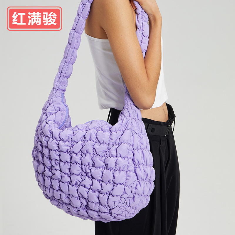 Cloud Pleated Crossbody Bag for Women, Large Capacity Quilted Dumpling Bag, down Bag, Quilted Shoulder Bag, Tote, Cross-Border Korean Version