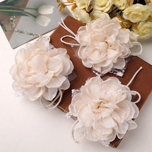 New Chinese Style Gentle Elegant Lace Hemp Rope Light Gauze Flowers DIY Shark Clip Head Rope Hair Accessories Corsage Clothing Accessories