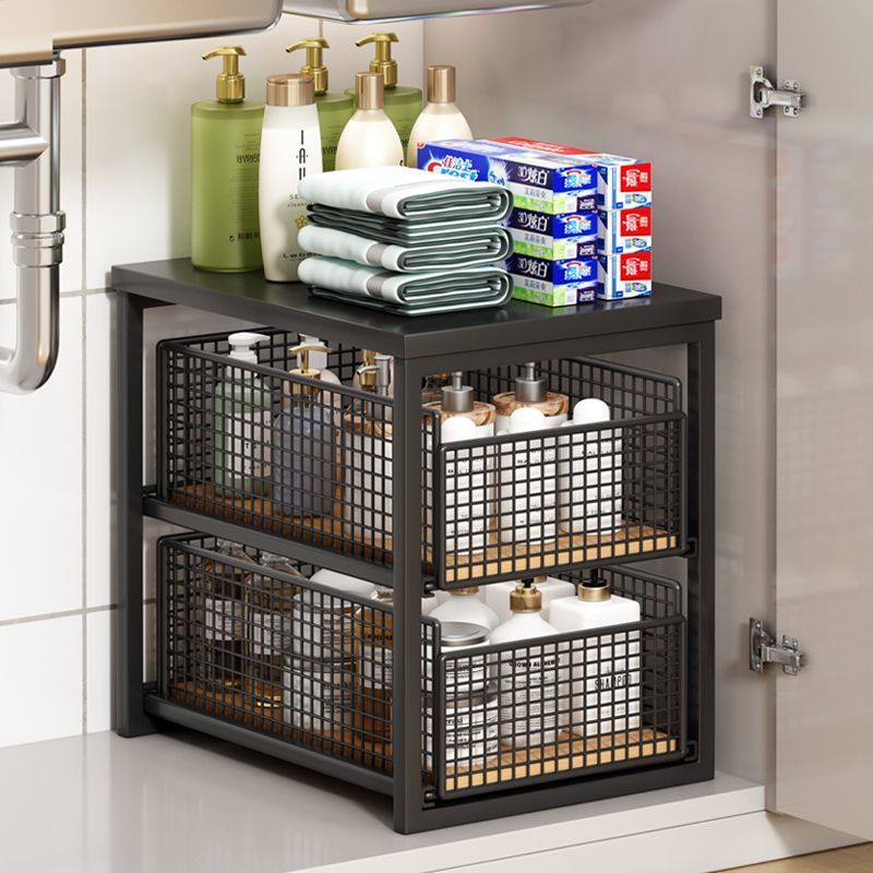 Rack de almacenamiento de fregadero tipo cabina de baño de extracción caja de almacenamiento debajo del gabinete de baño multicapa bastidor de la cesta deslizante debajo del marco estratificado