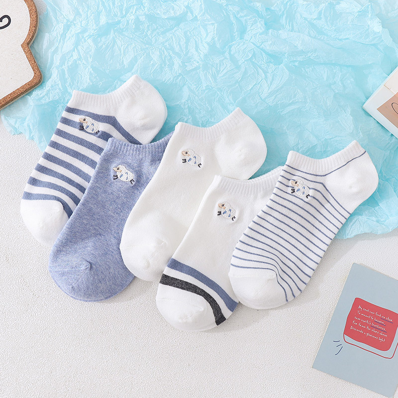 隱形襪子女春夏薄款船襪卡通小羊刺繡襪子日系短筒襪跨境諸暨批發