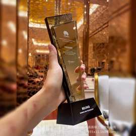 水晶奖杯定 做彩色奖杯制定公司年会表彰颁奖纪念礼品商务礼品