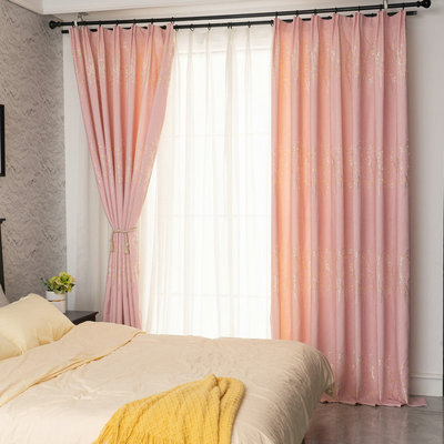 印花遮光窗帘3色可选垂直打孔客厅卧室现代简约风格全棉质提花