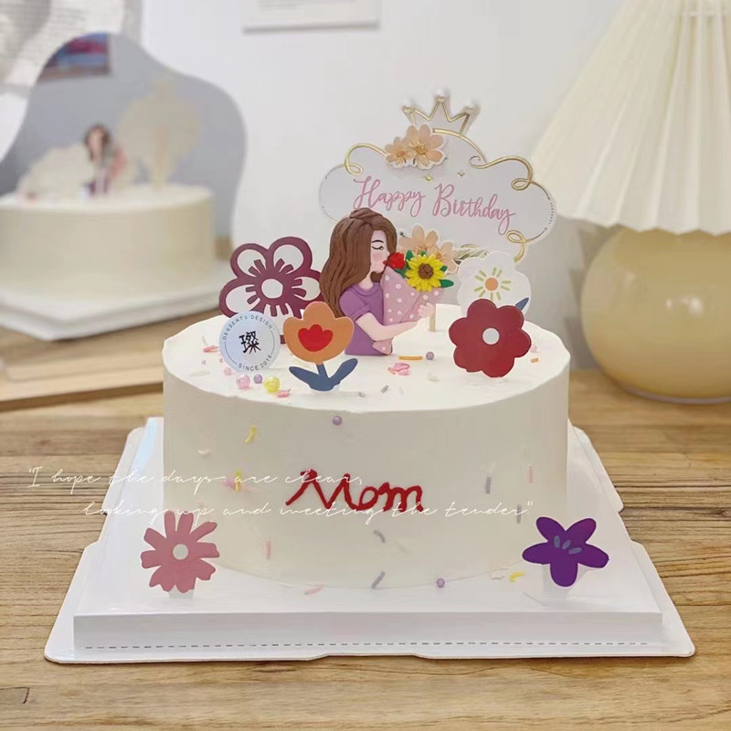 Decoración de pasteles del día de la madre Adornos de celebridades de Internet Madre Madre Niña Día de la reina Pastel de flores Plug-in Accesorios