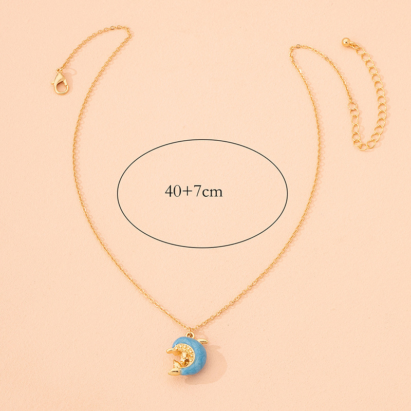 Japanese And Korean-style Light Luxury High-end Personalized Blue Whale Necklace Female Student Cute Simple Temperament Clavicle Chain Pendant Female display picture 5